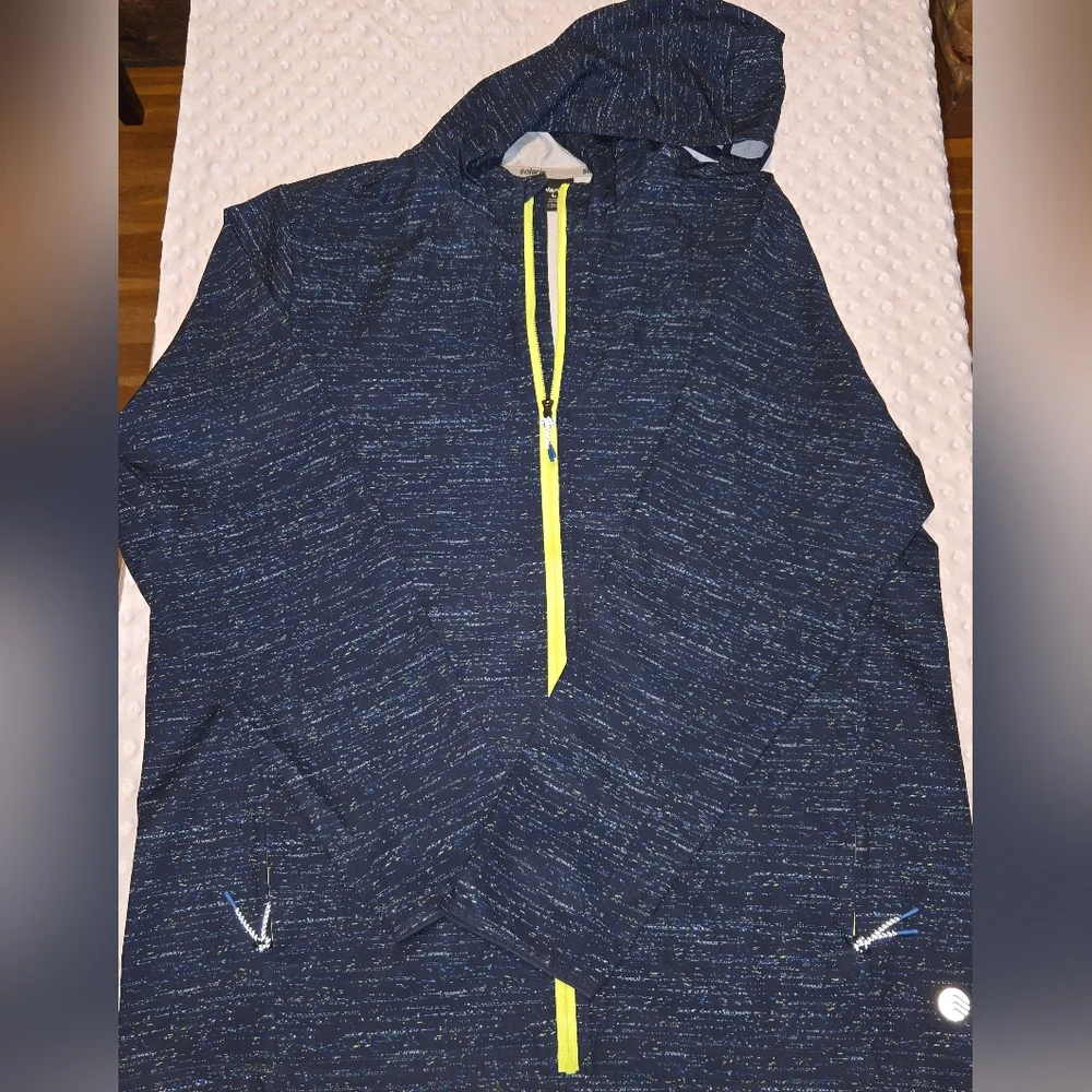 Solaris Mens Large Navy &‎ Yellow Windbreaker Jacket Lined